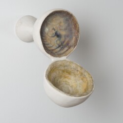 Cave, 2016, Oil, beeswax, resin on dried cow bladder on acrylic resin 2 x 15 cm diam. length 23,5 cm