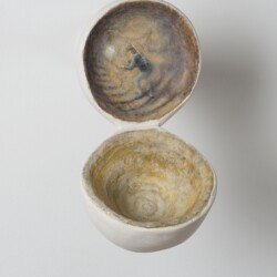 Cave, 2016, Oil, beeswax, resin on dried cow bladder on acrylic resin 2 x 15 cm diam. length 23,5 cm