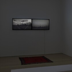 Installation view of: Nooksie & Janet, 2016, B&W HD video, two channel, two HD monitors Stereo sound Ed 1/3. 1AP Loop, running time: 7:32 (Music by Flying Lotus) 2016 © Photography Boris Kirpotin, November 2016 Athens, Greece