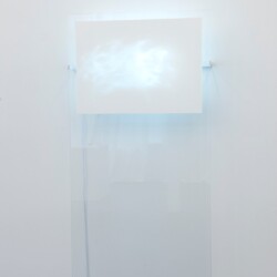 Grattage, 2016, Crystal paper, iron brackets  and electrical system  187.5 X 86 X 16.2 cm