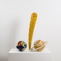 It's a Man's Man's Man's Universe, 2016, Glazed ceramic, plywood 69 x 56 x 40 cm, © Photography Boris Kirpotin, February 2016 Athens, Greece