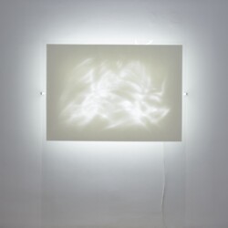 Gratagge, 2016, Glass, paper, iron, neon 205 x 150 x 22 cm