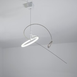 Il Suono dell'Aqua, 2016, Neon, iron, brass, maple seed 120 x 150 x 70 cm