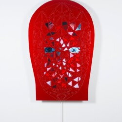 ROS, 2015, Polychromed aluminum, LCD screen, media player, sound Unique 135 x 97,5 x 9 cm
