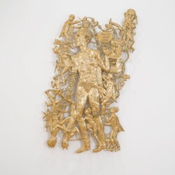 I Don't Want to be a Hero, 2013, Brass, resin, color pigment, thread 2/2 (Edition of 2 in brass + 1 AP in aluminum) 230 x 130 cm