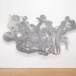 Need time to Forget, 2014, Aluminum plate, resin, color pigment, thread Unique 192 x 300 cm