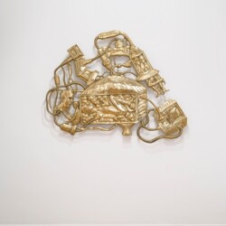 Wagon for Double Protection, 2014, Brass, resin, color pigment, thread 1/2 (Edition of 2 in brass + 1 AP in graphite/resin 113 x 150 cm