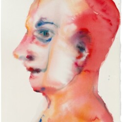 Portrait in Red, 2014, Watercolour on paper Unique 45 x 32,5 cm