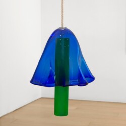 "Untitled", 2014, Blown glass, painted steel, rope 57 x 44 cm