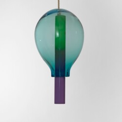 "Untitled", 2014, Blown glass, painted steel, rope 54 x ∅ 29 cm