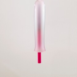 "Untitled", 2014, Blown glass, painted steel, rope 80 x ∅ 16 cm