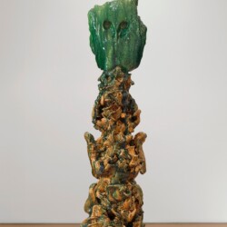 detail from "Personnage VI", 2014, Glazed ceramic, steel Sculpture: 101 x 27,5 x 23 cm Pedestal: 81,5 x ∅ 39 cm