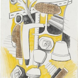 4th Street and Avenue B, (IV) 1990, Colour pencil, graphite and newsprint on paper 66,5 x 53 cm