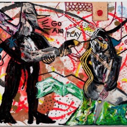 "ACHTUNG: KILLERNILL-RUM UND RUM-NEDDY-CASHY PIMMELN RUM", 2011, Oil on canvas 210.4 x 280.8 x 4.5 cm