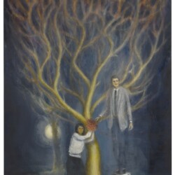 Roots, 2015-2016, Oil and beeswax on Etching paper on Dibond, framed 250 x 150 cm
