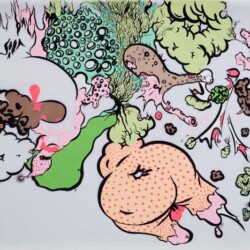 "Chicken Dinner", 2009, Ink on vellum 48.3 x 61 cm
