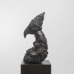 "Domino", 2017, Glazed ceramic on steel pedestal 126 x 61 x 55 cm pedestal: 70 x 70 x 70 cm
