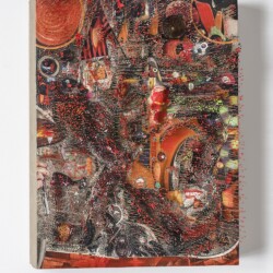 Flag, 2017, Paper, oil, pins, fabric, foam, and linen on panel 62 x 46,5 x 13 cm