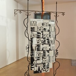 Michael Jackson (Make a Wish), 2013, Welded metal, acrylic paint on digitally printed canvas, loud speaker, neon 320 x 170 x 120 cm
