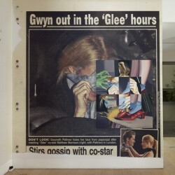 Fame, 2013, Oil on linen painting over photo mural, with video installation Overall dimensions variable (Painting: 152 x 204 cm)