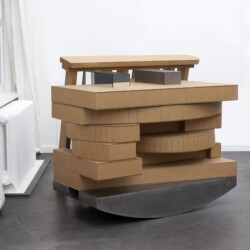 Dieses als Jenes, 1991, Cardboard, steel, mirror 120 x 110 x 110 cm