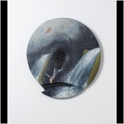 Young Death, 2016, Oil, beeswax, resin on acrylic resin. ∅ 58 x 3 cm