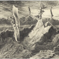 And if you see a ship on the mountain's peak, a pussy must have dragged it up there 2011, Pencil on paper 21 x 29 cm