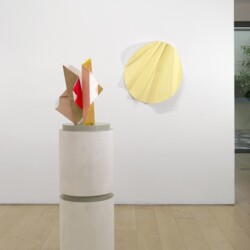 Orlando (folded paper), 2013, Painted and plastered wood, plaster, drawing on paper Floor piece: 152 x 40 x 44 cm Wall piece 68 x 62 x 6,5 cm