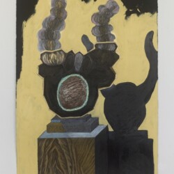 Experimental Architecture 20, 2012, Black paper, oil pastel, pencil, charcoal, collage 117,5 x 81,5 cm (framed)