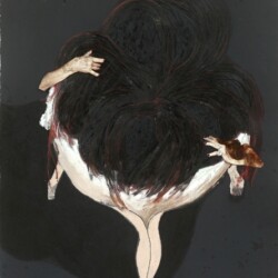 Experimental Architecture 17, 2010, Black paper, oil pastel, pencil, charcoal, collage 117,5 x 81,5 cm (framed)