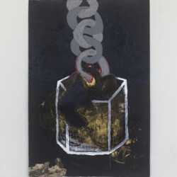 Experimental Architecture 19, 2012, Black paper, oil pastel, pencil, charcoal, collage 117,5 x 81,5 cm (framed)