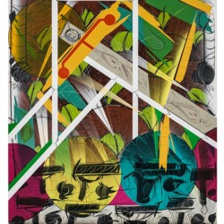 Untitled #4, 2013, Cel-vinyl, spray enamel on prepared panel 137 x 122 cm