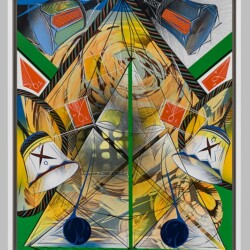 Untitled #2, 2013, Cel-vinyl, spray enamel on prepared panel Framed: 54 x 44 cm