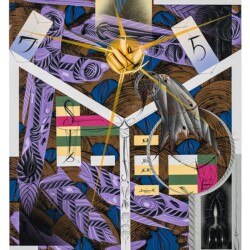 Untitled #3, 2013, Cel-vinyl, spray enamel on prepared panel 137 x 122 cm