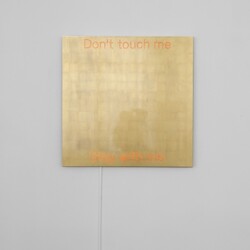 "Don't touch me", 2018, Aluminum, gold leaf sheets, led 100 x 100 cm