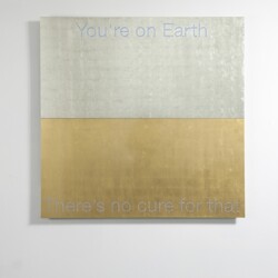 "You are on Earth", 2018, Aluminum, gold and platinum leaf sheets, led 150 x 150 cm
