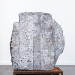 "Eclipse 5", 2018, Sculpture with brick, wood, concrete and lead Work: 84 x 81 x 26 cm Pedestal: 13 x 70 x 40 cm
