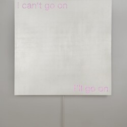 "I can't go on", 2018, Aluminum, platinum leaf sheets, led 150 x 150 cm