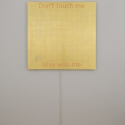 "Don't touch me", 2018, Aluminum, gold leaf sheets, led 100 x 100 cm