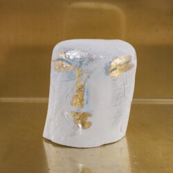 Untitled, n.d., Unfired and painted clay 19 x 17 x 10 cm