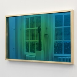Gold Flash Blue, 2018, Acrylic glass mirror, frame lacquered Ed. 1/3 80 x 123,5 x 8 cm