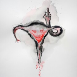 Uterus-Desir, 2019, Acrylic on paper, 55 x 38 cm