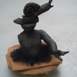Mes Transports, 2012-13, Various objects, wood, metal, wheels, blankets, black wrap, 60 x 52 x 48 cm