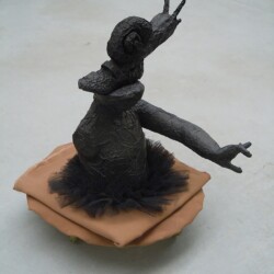 Mes Transports, 2012-13, Various objects, wood, metal, wheels, blankets, black wrap, 60 x 52 x 48 cm