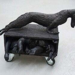 Mes Transports, 2012-13, Various objects, wood, metal, wheels, black wrap, 52 x 65 x 82 cm