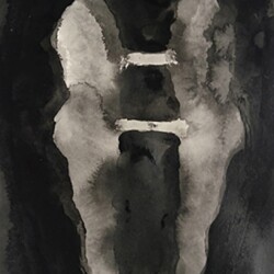 Corps a Corps , 2016, Acrylic on paper, 40 x 18 cm