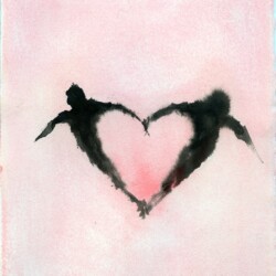 Petit Coeur Rose , 2018, Acrylic on paper, 21,5 x 17,5 cm
