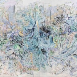 Synchronized Emotion, 2019, Acrylic on canvas, ink, water-soluble marker pen, 120 x 200 cm