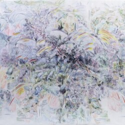 Folded Silence, 2018, Acrylic on canvas, ink, water-soluble marker pen, 170 x 230 cm