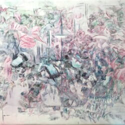 Forgotten Moment, 2019, Acrylic on canvas, ink, water-soluble marker pen, 120 x 150 cm